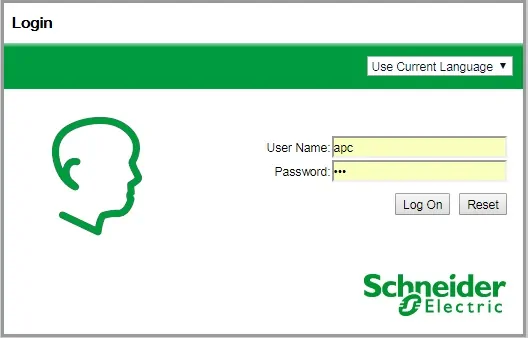 Tampilan WEB NMC UPS APC username dan password