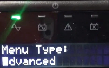 Tampilan Menu LCD advanced UPS APC SMT SRT