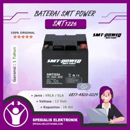 Baterai SMT Power 12Volt 26AH – SMT1226