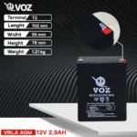 Baterai VOZ 12V 2.9AH - VA12-2.9 4