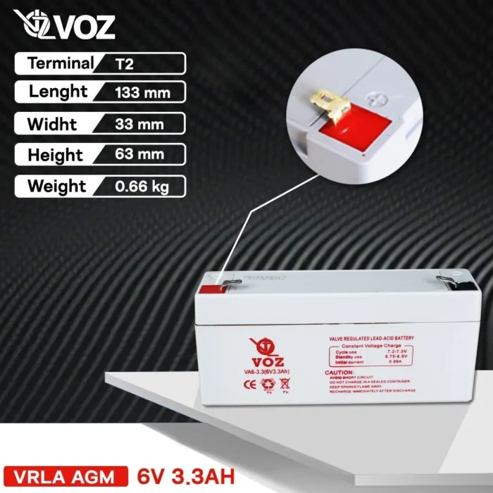 Baterai VOZ 6V 3.3AH - VA6-3.3 4