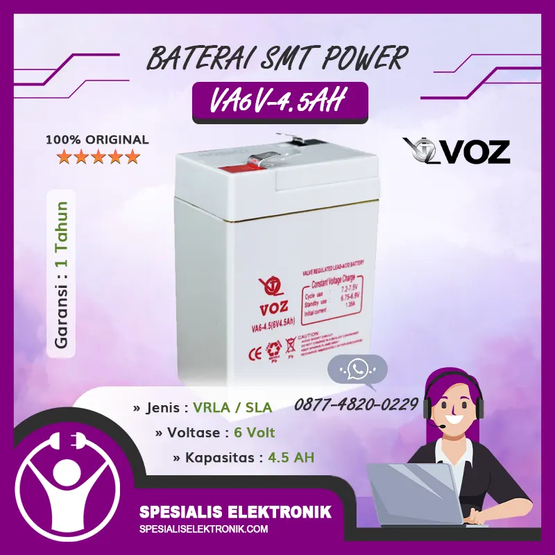 Baterai VOZ 6V 4.5AH - VA6-4.5
