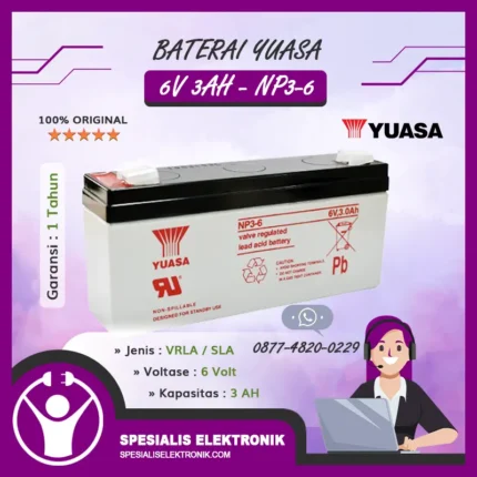 Baterai Yuasa 6V 3AH - NP3-6