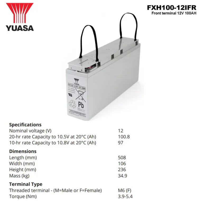 Spesifikasi Baterai Yuasa 12V 100AH - FXH100-12IFR