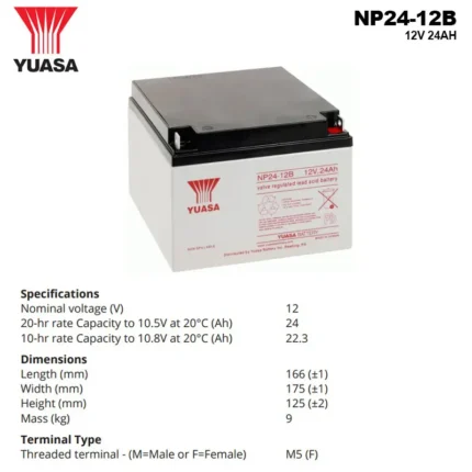 Spesifikasi Baterai Yuasa 12V 24AH - NP24-12B