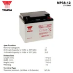 Spesifikasi Baterai Yuasa 12V 38AH - NP38-12