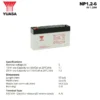 Spesifikasi Baterai Yuasa 6V 1.2AH - NP1.2-6